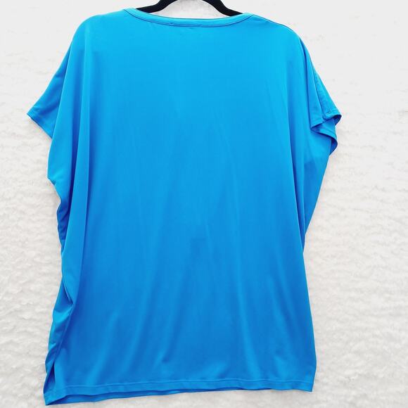 Blouse Kimono Michael Kors Blue Gold Zip Going-Out Top Modern Minimalist Size XL - Picture 2 of 16